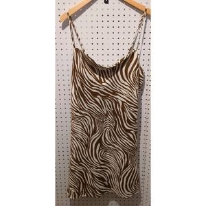 Gilli Brown White Strap Dress Large Sleeveless